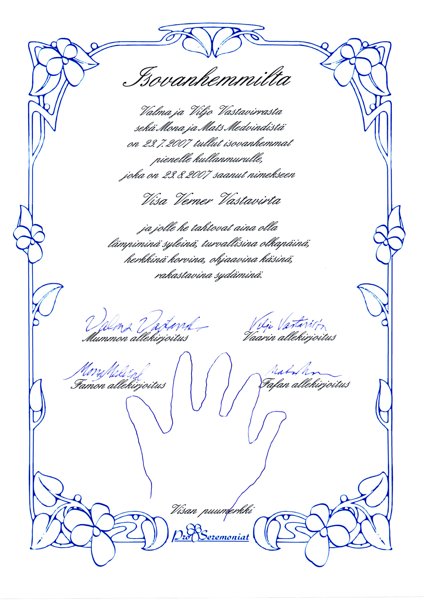 Product image of Isovanhempien todistus lapselle