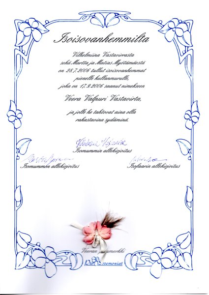 Product image of Isoisovanhempien todistus lapselle