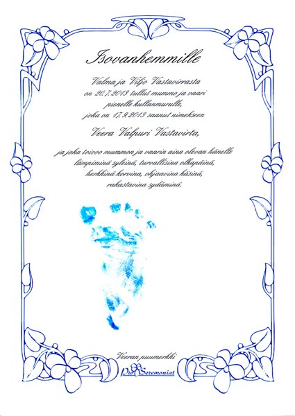 Product image of Isovanhempien todistus isovanhemmalle