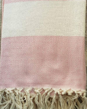 Product image of  timanttikuvioinen hempeä roosavalkoinen käsipyyhe