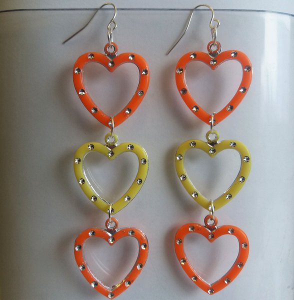 Product image of  Sydän-korvakorut, kelta-oranssi