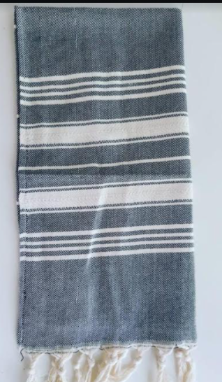 Product image of  raidallinen mustavalkea käsipyyhe tai pefletti saunaan