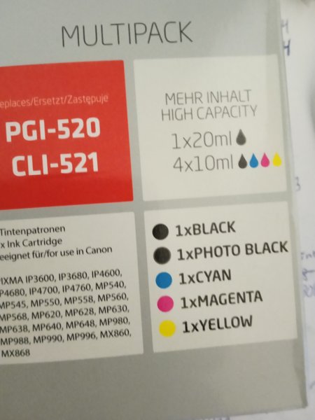 Product image of Canon mustesuihku patruunat PGI-520 CLI521