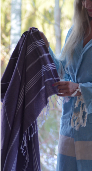 Product image of  hamampyyhe raidallinen ohkaisempi tumma lila