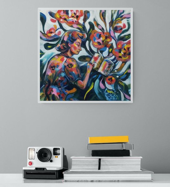 Product image of  Painting of a Reading Woman | 40x40cm