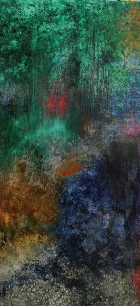 Product image of  Myöhäiskesä, öljymaalaus metallille, 70 x 35 cm