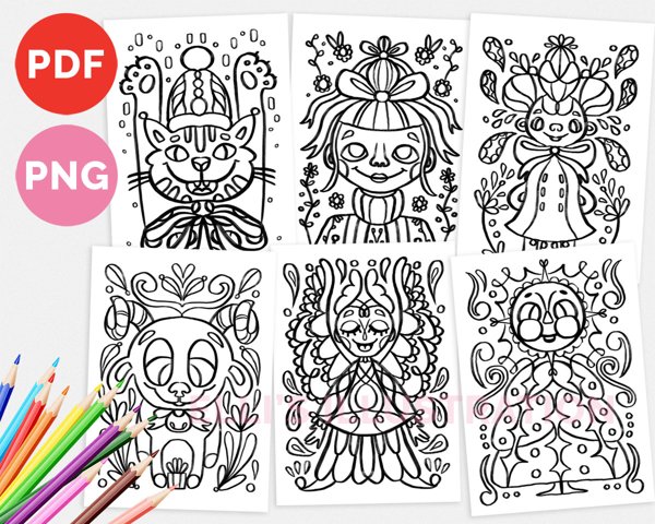 Product image of  Printable Coloring Pages | 6 Folklore | PDF PNG
