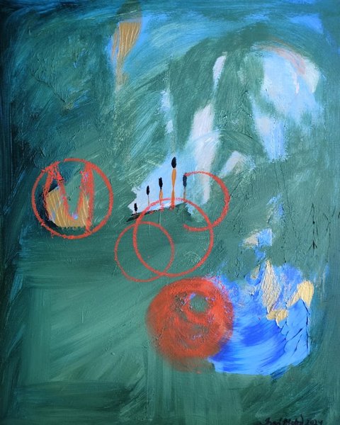 Product image of  Sunday evening, sekatekniikka kankaalle, 50 x 40 cm