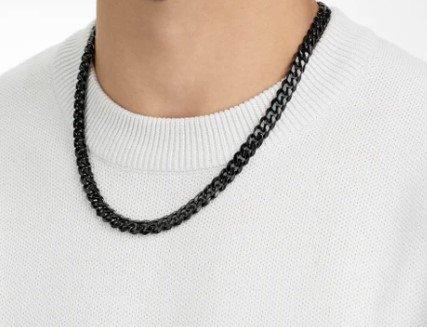 Product image of  Cuban Link Necklace - Black Plated Stainless Steel 46cm