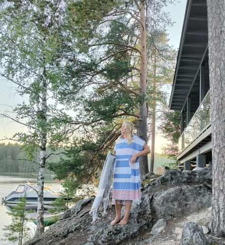 Product image of  Hamamkimono marine, sini-valko-punaraidallinen  2XL