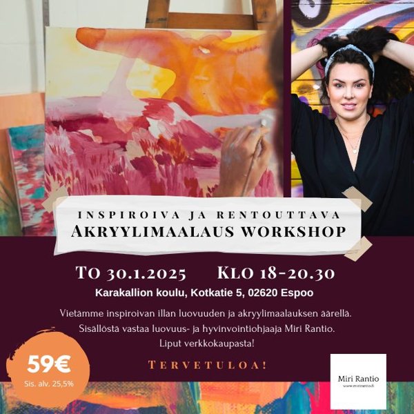 Product image of  Akryylimaalaus workshop - TO 30.1.2025 - Karakallion koulu