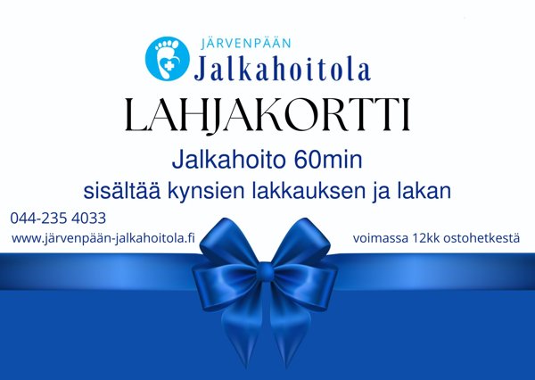 Product image of  Lahjakortti jalkahoitoon 60min sis. kynsien lakkauksen ja lakan
