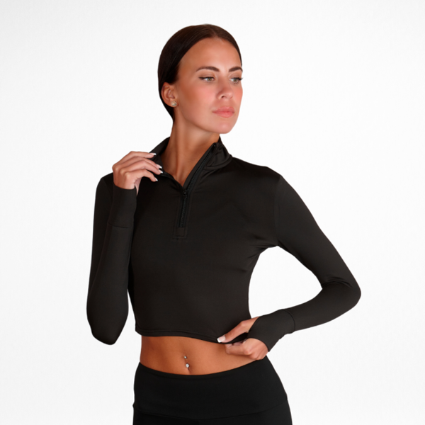 Product image of  Silky Dance, naisten musta pitkähihainen lyhyt toppi, koko M