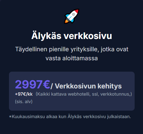 Product image of  Älykäs verkkosivu (+ kaikki tarvittava)