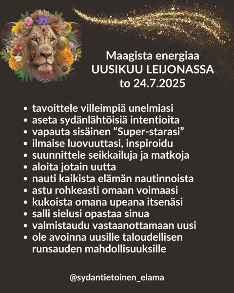 Product image of  to 24.7. Leijonan uusikuu - energiahoito tallenne
