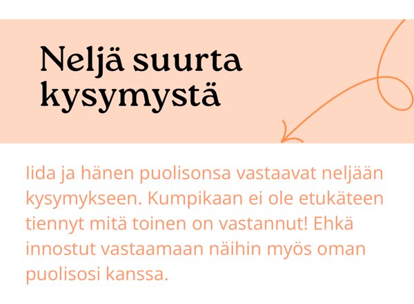 Product image of  Puolisot vastaavat neljään kysymykseen
