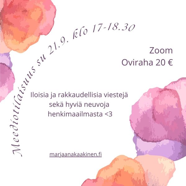 Product image of  Meediotilaisuus Zoomissa, sunnuntaina 21.9. klo 17-18.30