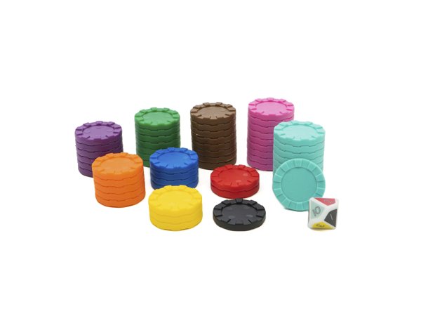 Product image of  Merkitysten® Isot kiekkonappulat 55kpl + värikäs noppa