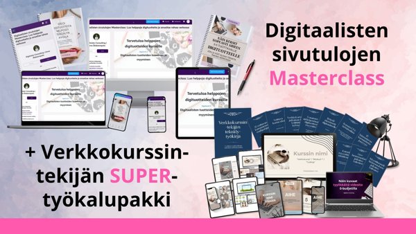 Product image of  Digitaalisten sivutulojen Masterclass + SUPER-työkalupakki