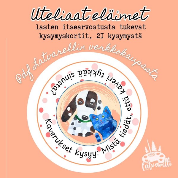Product image of  Uteliaat eläimet, lasten itsearvostusta tukevat kortit, pdf