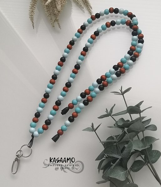 Product image of Turkoosi Puuhelmi -avainnauha