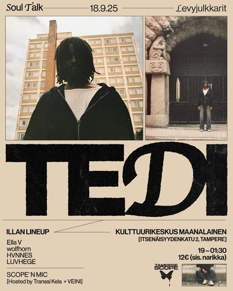 Product image of Ennakkolippu: TEDI x SCOPE - Soul Talk Levyjulkkarit