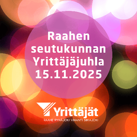 Raahen seutukunnan yrittäjäjuhlan 15.11.2025 ilmoittautuminen ja illalliskorttimyynti