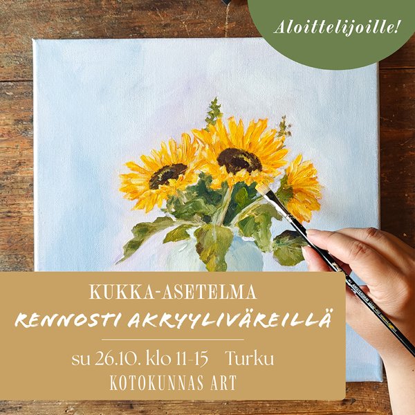 Product image of  Kukka-asetelma akryyliväreillä -kurssi su 26.10. Turku
