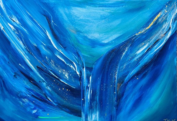 Product image of  Taideteos ”VIRTAUKSESSA TUNSIN OLEVANI KOTONA” -  42x30cm