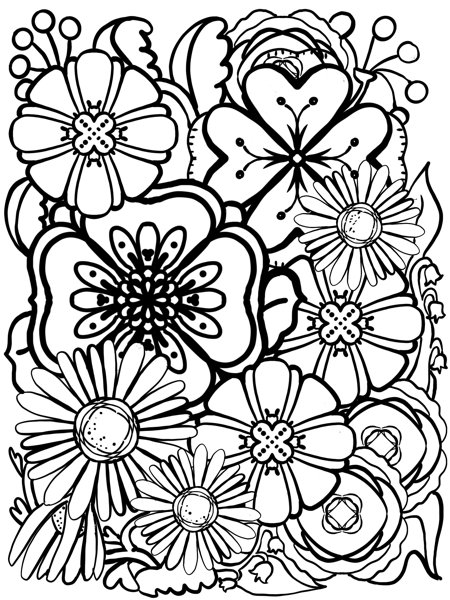 Product image of  Kukkia kukkia-värityskuva (ladattava tiedosto)