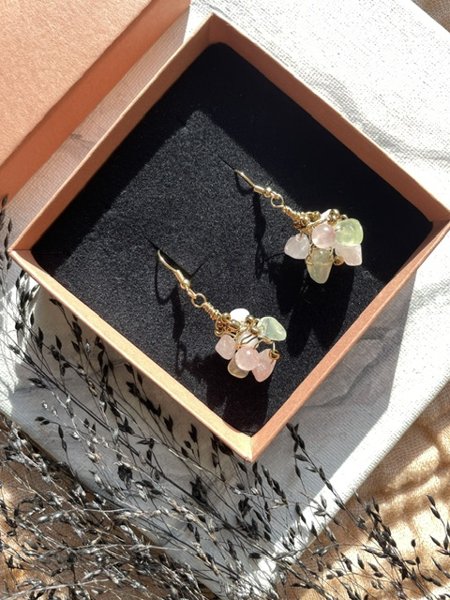 Product image of  "Treasure” -korvakorut /pieni (ruusukvartsi&prehniitti)