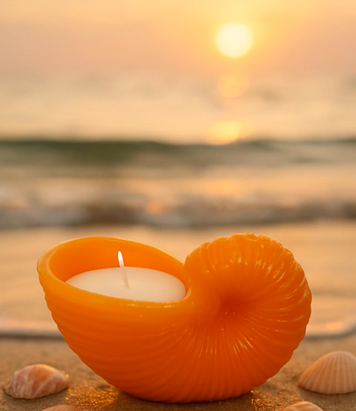 Product image of  #104 Iso oranssi simpukkakynttilä