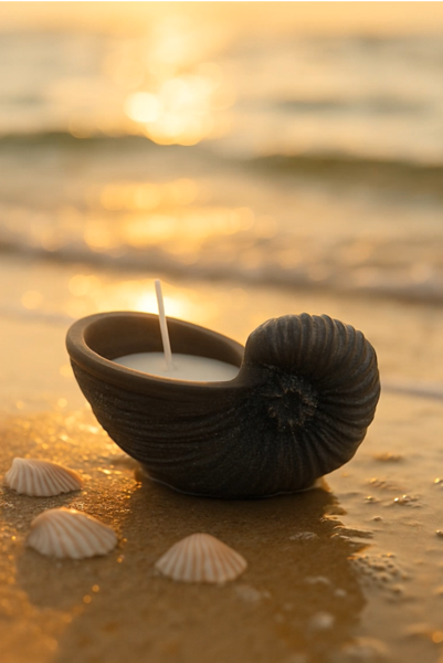 Product image of  #105 Iso harmaa simpukkakynttilä