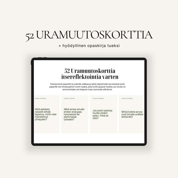 Product image of  52 urakorttia + opaskirja (digitaalinen ja tulostettava)