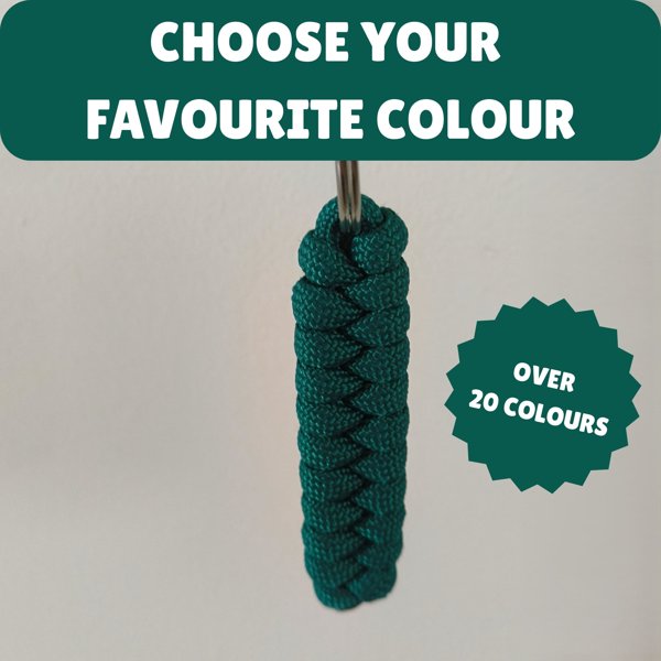 Product image of  Custom Paracord Keyring: Single Colour Fishtail Weave - Handmade