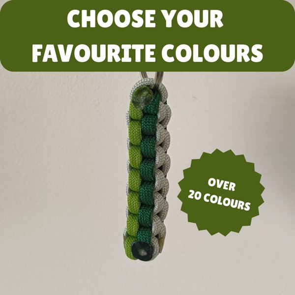Product image of  Custom Paracord Keyring: Three-Colour Square Knot - Handmade