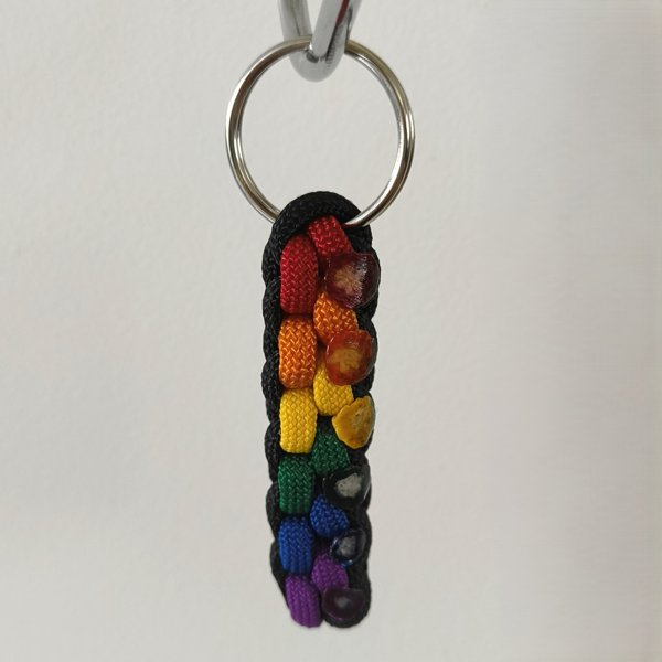 Product image of  Paracord Keyring: Rainbow Square Knot - Handmade - 8cm length