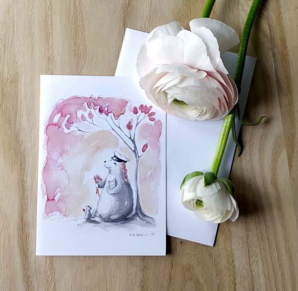 Product image of  2-osainen vaaleanpunainen ylioppilaskortti kirjekuorella