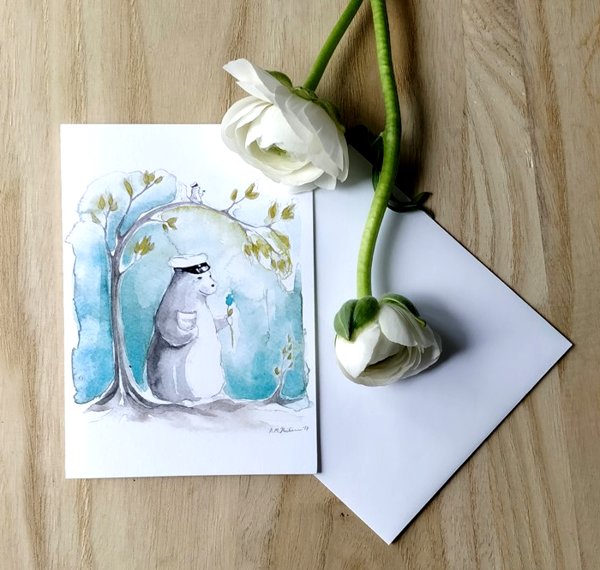 Product image of  2-osainen sininen ylioppilaskortti kirjekuorella