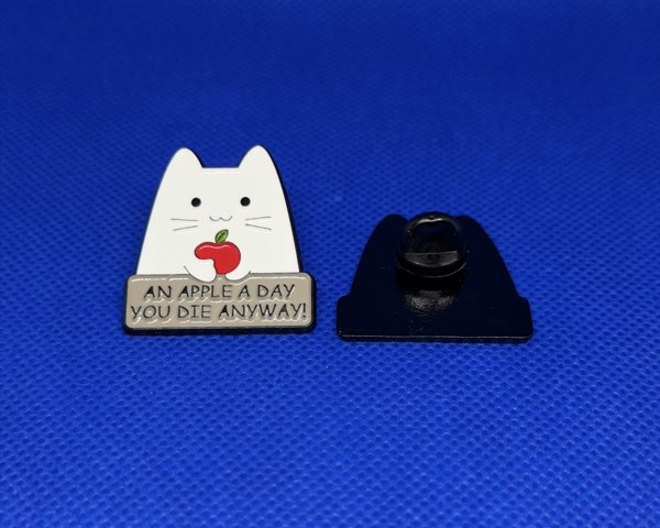 Product image of  Pinssi – Cat “An Apple a Day, You Die Anyway” 🍎🐱