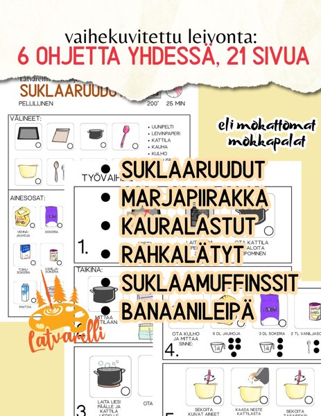 Product image of  Vaihekuvitettu leivonta, 6 reseptiä, pdf