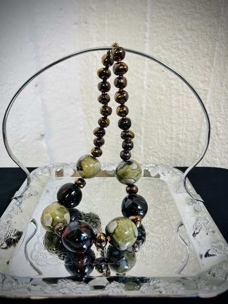 Product image of  HELMET, green and brown porcelain