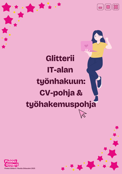 Product image of  Glitterii työnhakuun opas: CV-pohja ja työhakemuspohja