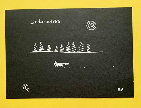 Product image of Käsinpiirretty joulukortti "Kuutamolla