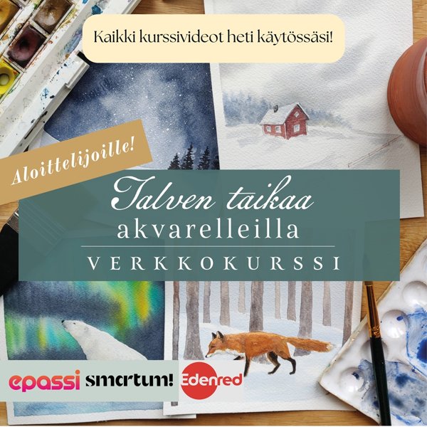 Product image of  Talven taikaa akvarelleilla -verkkokurssi