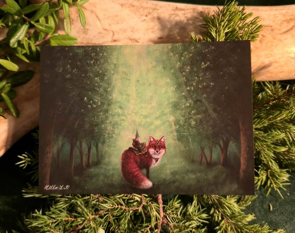 Product image of  Taidekortti; Tonttu ja kettu