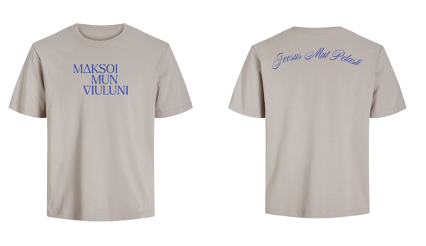 Product image of  Maksetut Viulut T-paita // XS-koko (Sininen printti)