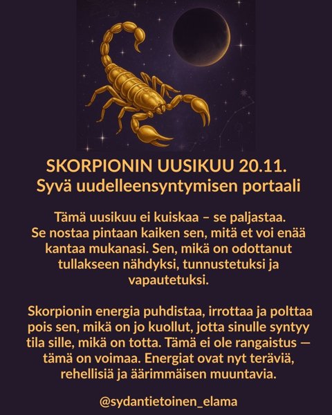 Product image of  to 20.11. Skorpionin uusikuun energiahoito-tallenne