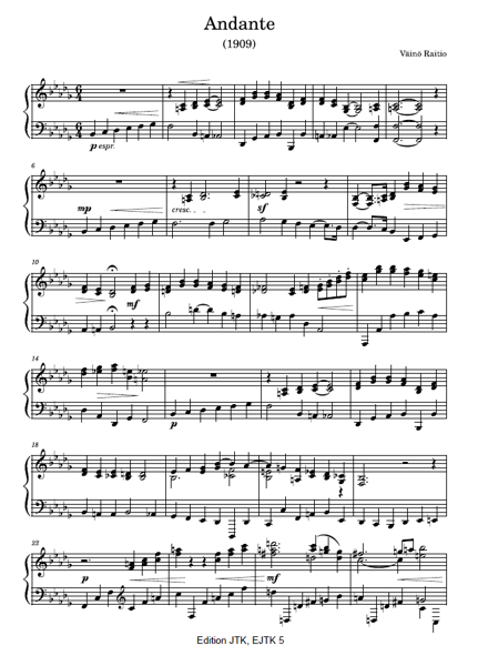 Product image of Väinö Raitio: Andante 1909