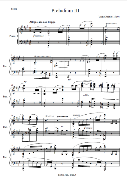 Product image of Väinö Raitio: Preludium III